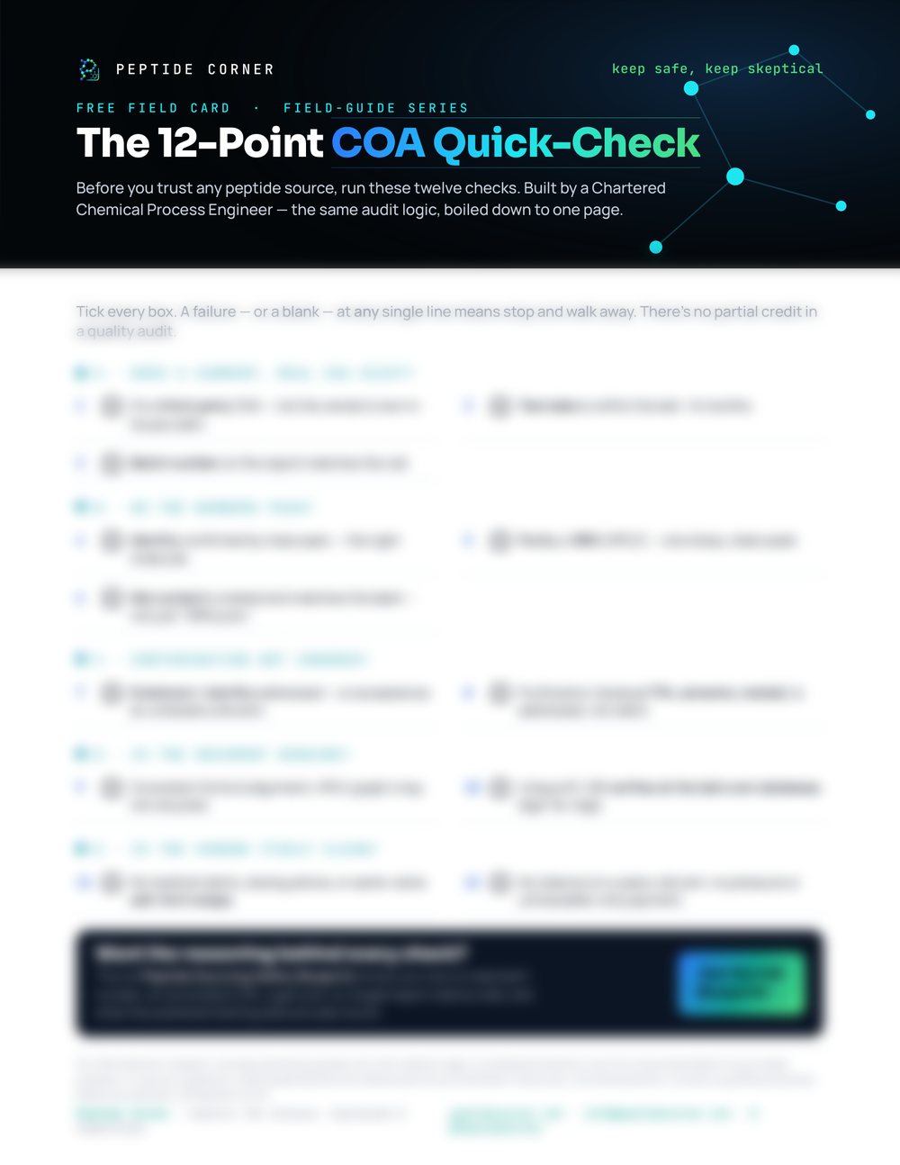 The 12-Point COA Quick-Check, page one